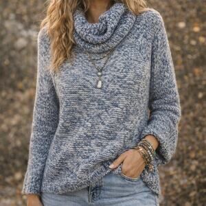 Wooden Ships SZ S/M Wool Mohair Knit Cowl Neck Sweater In Gray